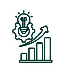 Icon of a lightbulb with a chart, representing seamless user navigation for WordPress websites with hosting in Canada